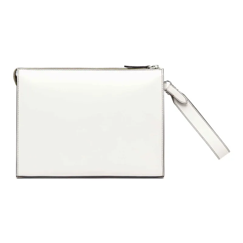 FENDI Calfskin Wrist Bag Clutch Men's Light Gray-1