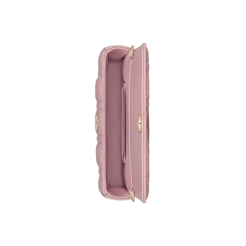 DIOR Lady Dior Wicker Pattern Sheepskin Handheld Crossbody One Shoulder Cell Phone Pouch Regular Women's Vintage Pink-3