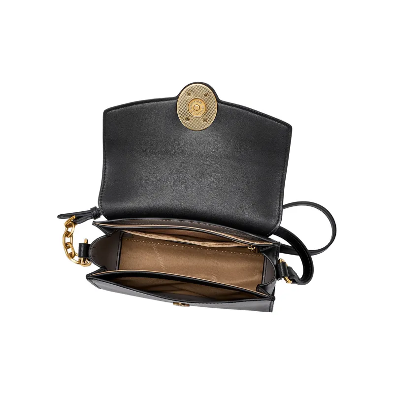 Hush Puppies Cow Leather Shoulder Bag Crossbody Bag Medium Size Women's Black-4