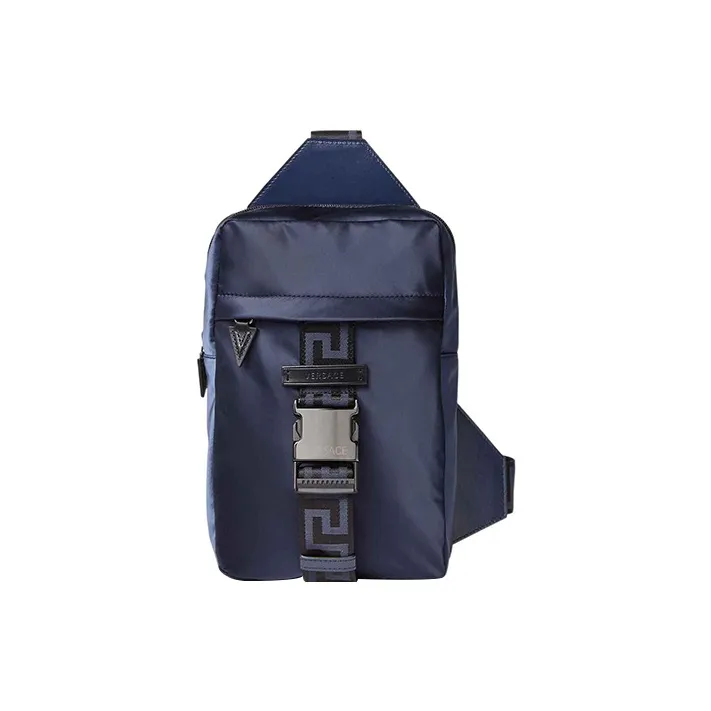 VERSACE Nylon One Shoulder Crossbody Bag, Sling Bag Men's Blue-0