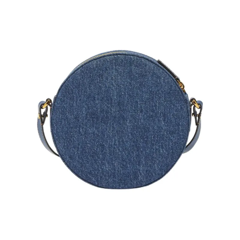 VERSACE La Medusa Cotton With Calfskin Trim Shoulder Bag Crossbody Bag Women's Blue-2