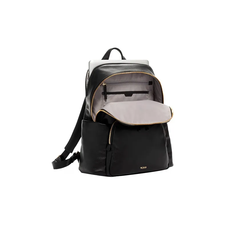 TUMI Voyageur Leather Backpack Women's Black-3