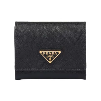 PRADA Saffiano Leather Wallet Small Size Women's Black