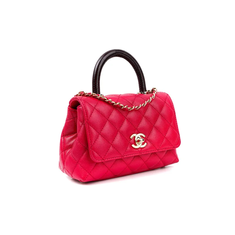 CHANEL Coco Handle Calfskin Shoulder Bag, Crossbody Bag, Handbag Mini Women's Red-1