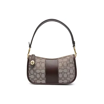COACH Swinger Fabric With Calfskin Shoulder Bag Crossbody Bag Handbag Women's Brown