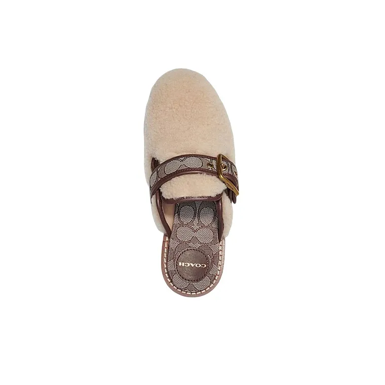 COACH Rubber Sole Closed Toe Slippers Women's Beige-3