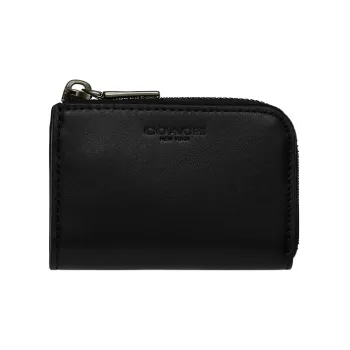 COACH Card Case Premium Calfskin Card Holder Wallet Regular Unisex Black