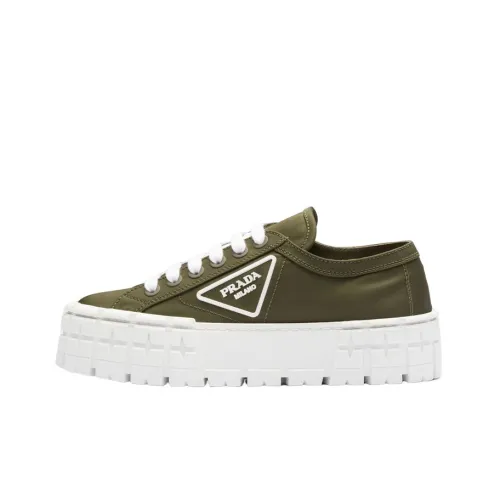 PRADA Canvas Shoes Women's Low-Top Green/White