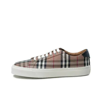 Burberry Check Print Low Top Sneaker Dark Brown