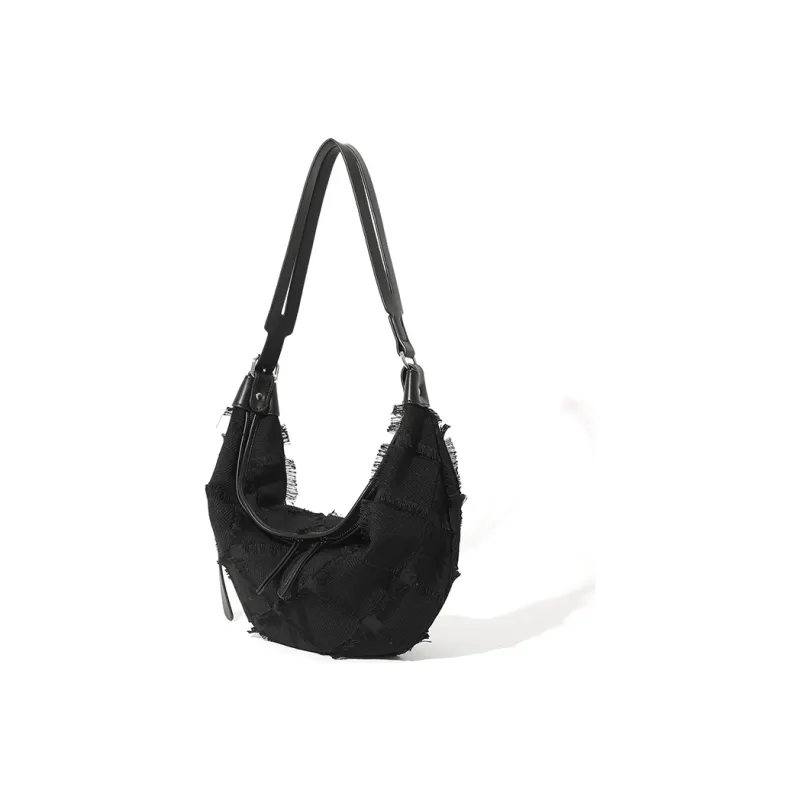 MASTER CANVAS Fabric Semi Round Shoulder Bag Dumpling Shoulder Bags Regular Women's Black-1
