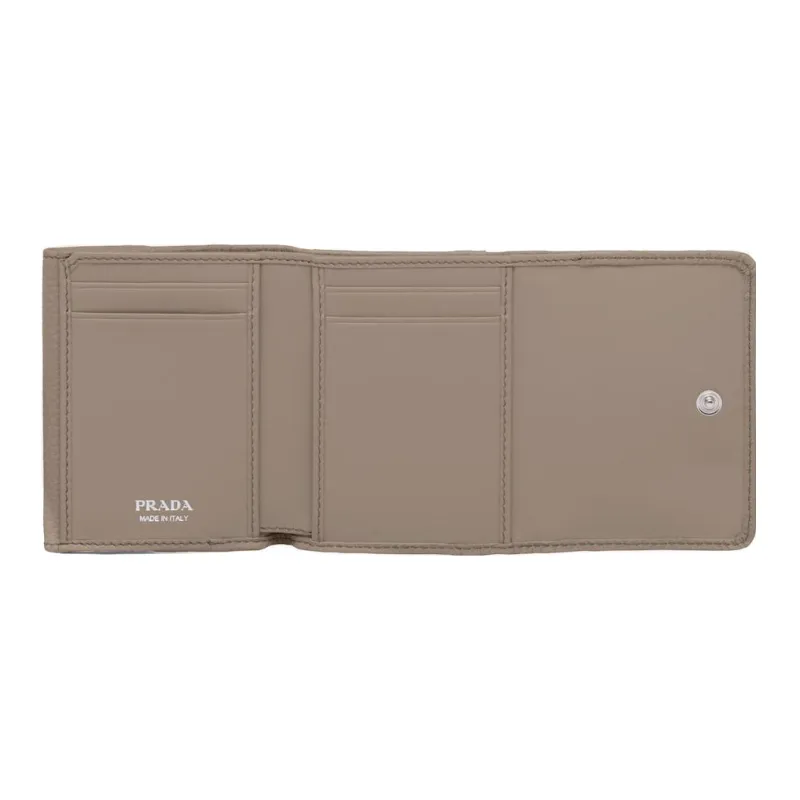 PRADA Saffiano Leather Wallet Small Size Women's Clay Gray-3