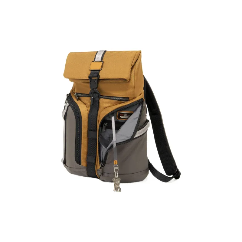 TUMI Alpha Bravo Elastic Nylon Backpack Men's Gold Brown-1
