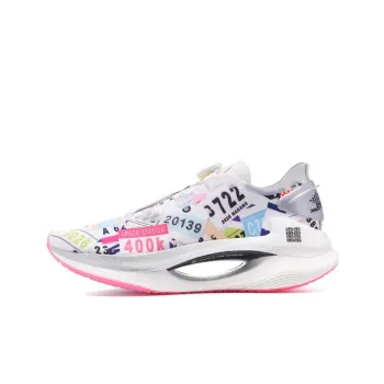 LiNing Jueying Bib Number Cushioning Low Top Bounce Speed Running Shoes Women's Pink White