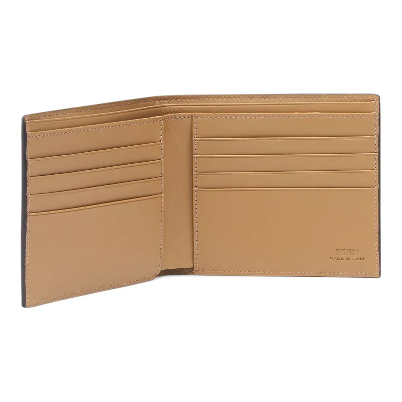 FENDI Cow Leather Patchwork Wallet Regular Men's Brown-4