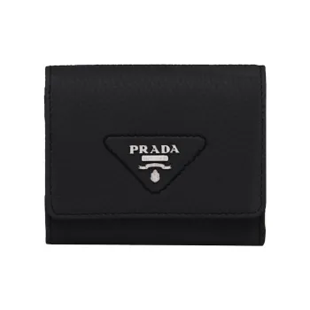 PRADA Leather Wallet Small Size Women's Black