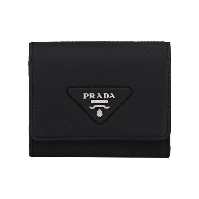 PRADA Leather Wallet Trumpets Women's Black-0