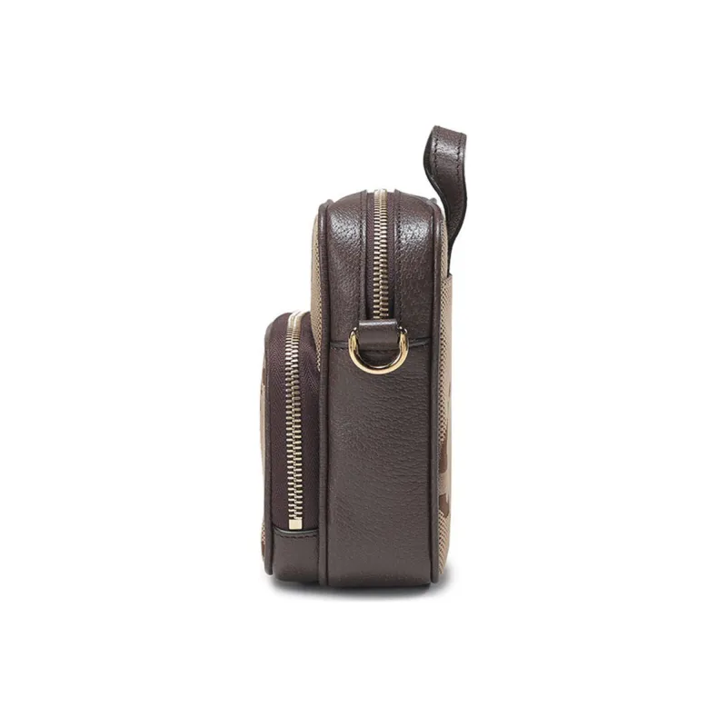 GUCCI Canvas With Leather Handbag Crossbody Bag Shoulder Bag Regular Men's Camel Ebony-2