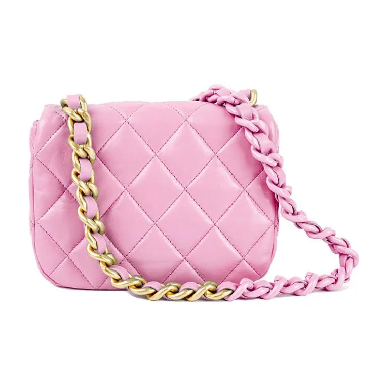 CHANEL Lambskin Flap Bag, Crossbody Bag, Shoulder Bag Mini Women's Pink-2