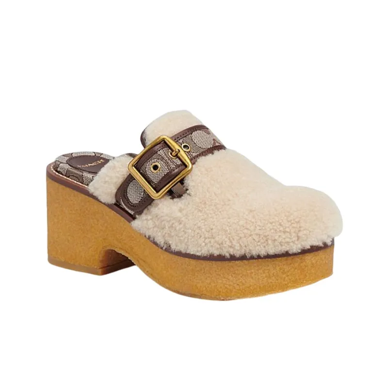 COACH Rubber Sole Closed Toe Slippers Women's Beige-2
