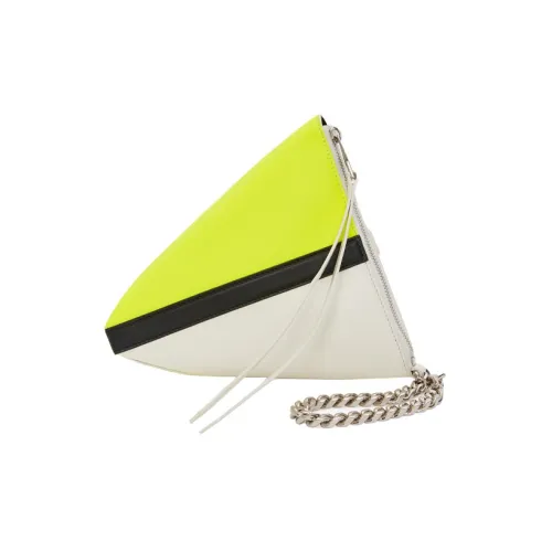 Alexander McQueen THE CURVE BAG Calfskin Clutch Women's Ivory/black/acid Yellow