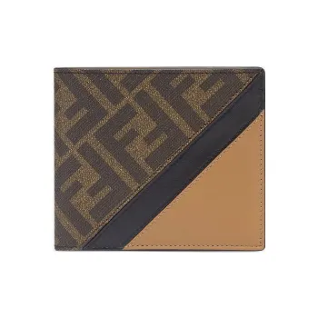 FENDI Cow Leather Patchwork Wallet Regular Men's Brown