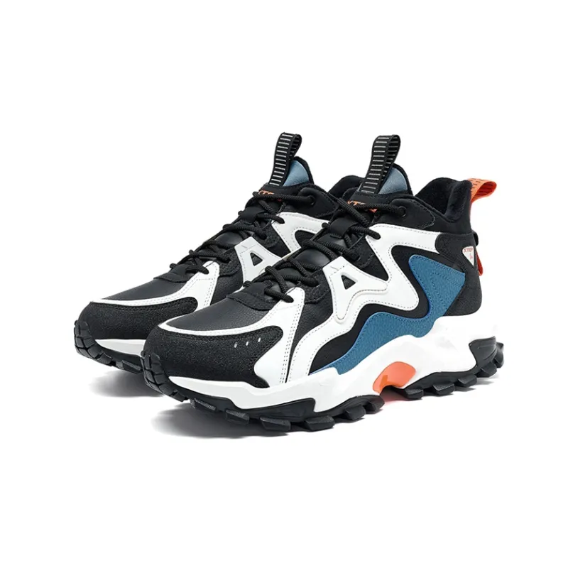 XTEP Red Rock Daimian Cushioned Slip Resistant Warm Low Top Sports Casual Shoes Men's Black White Blue-1