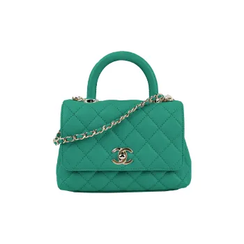 CHANEL COCO Handle Calfskin Crossbody One Shoulder Handbags Women's Green