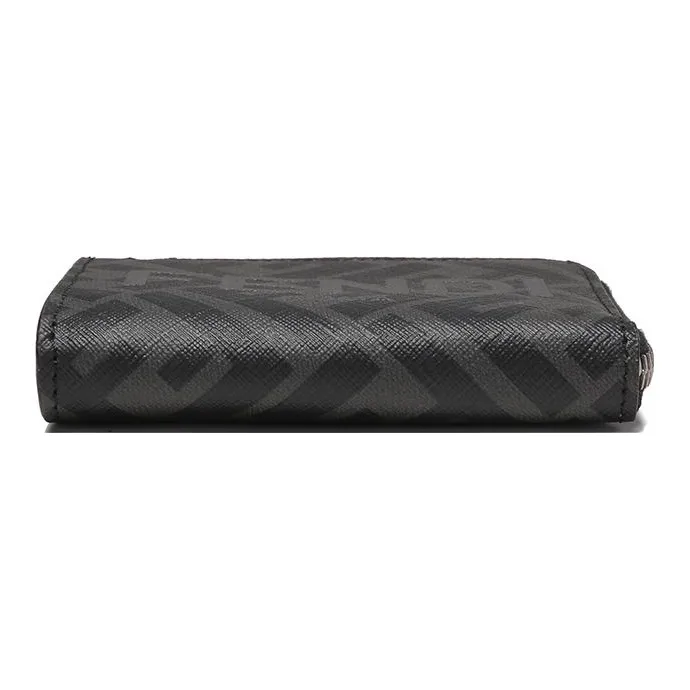 FENDI Polyurethane Cotton Card Holder Men's Black Gray-4