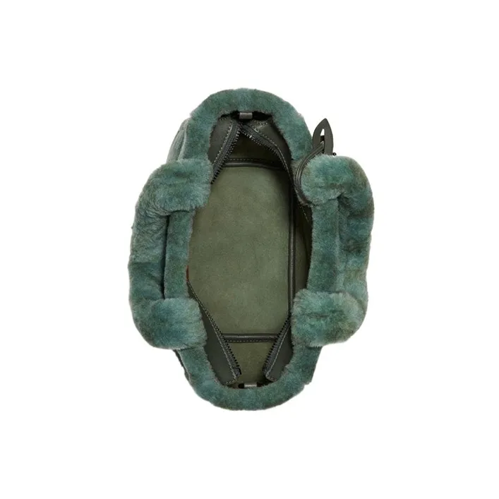 COACH Shearling Tote Bag, Shopping Bag, Handbag, Shoulder Bag, Crossbody Bag Trumpets Women's Green-2