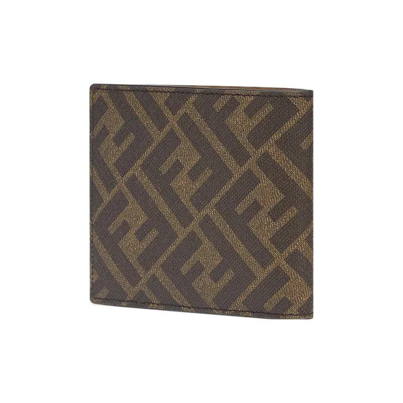 FENDI Cow Leather Patchwork Wallet Regular Men's Brown-2