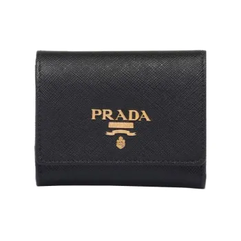 PRADA Saffiano Leather Wallet Small Size Women's Black