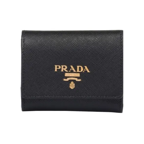 PRADA Saffiano Leather Wallet Small Size Women's Black