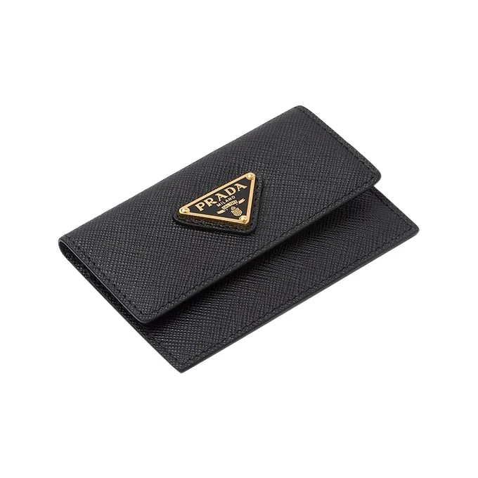 PRADA Saffiano Leather Card Clip Card Holder Women's Black-2