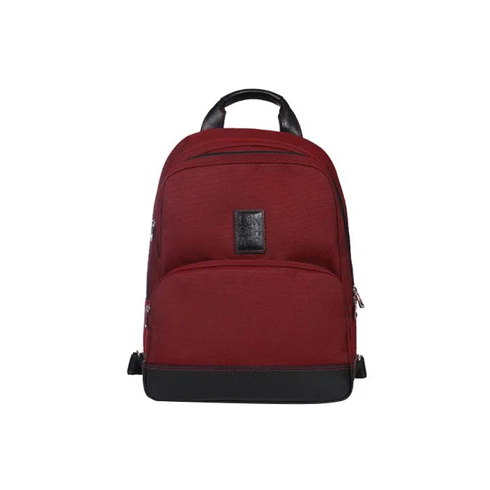 LONGCHAMP Le Foulonné Fabric With Leather Backpack Unisex Dark Red-0