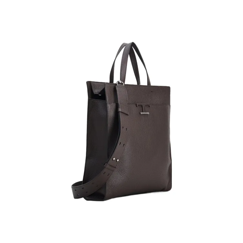 TOD'S Timeless Leather Handbag Medium Size Men's Brown-1