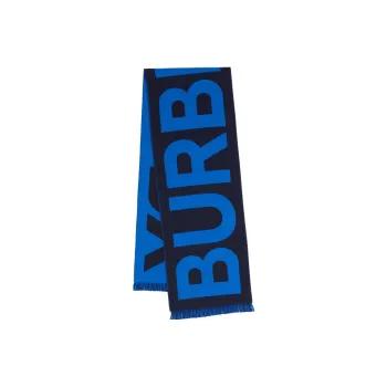 Burberry Wool Knit Scarves Women's Black/Blue