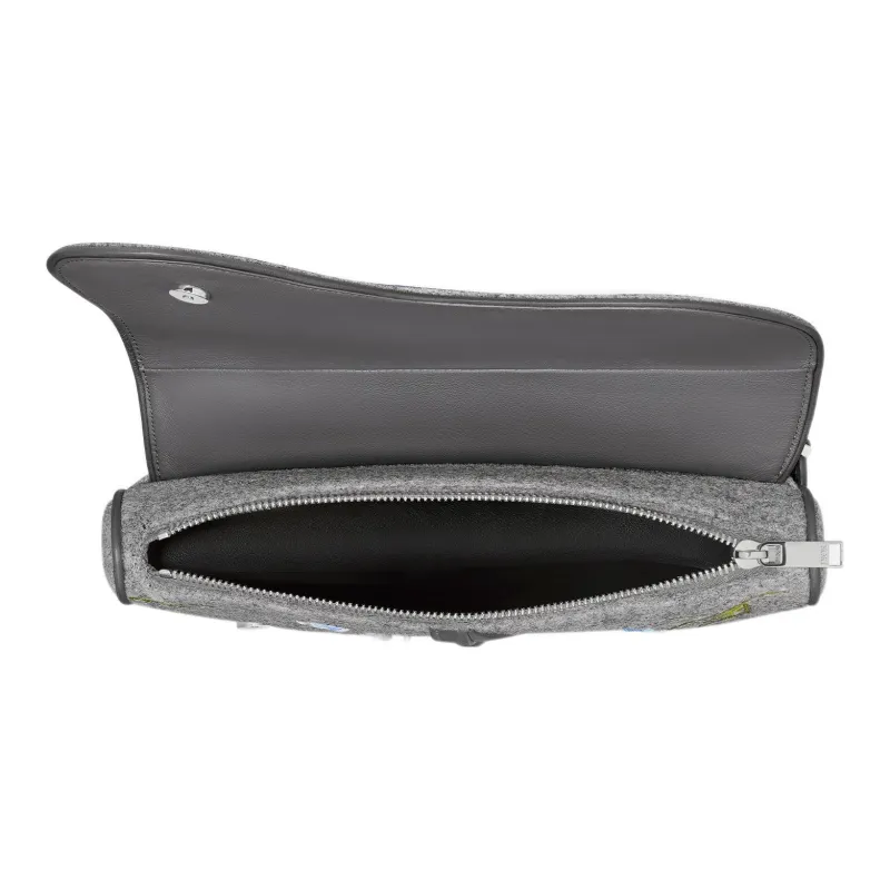 DIOR Wool Felt Saddle Bag Fanny Pack Sling Bag Shoulder Bag Crossbody Bag Men's Dio Gray-3
