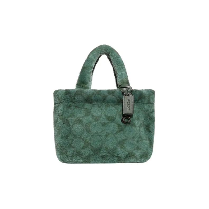 COACH Shearling Tote Bag, Shopping Bag, Handbag, Shoulder Bag, Crossbody Bag Trumpets Women's Green-0
