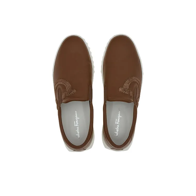FERRAGAMO Suede-embroidered Slip-on Trainer-2
