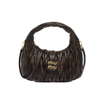 MIU MIU Matelassé Sheepskin Hobo Bag Portable Crossbody Bag Shoulder Bag Women's Sandy Brown