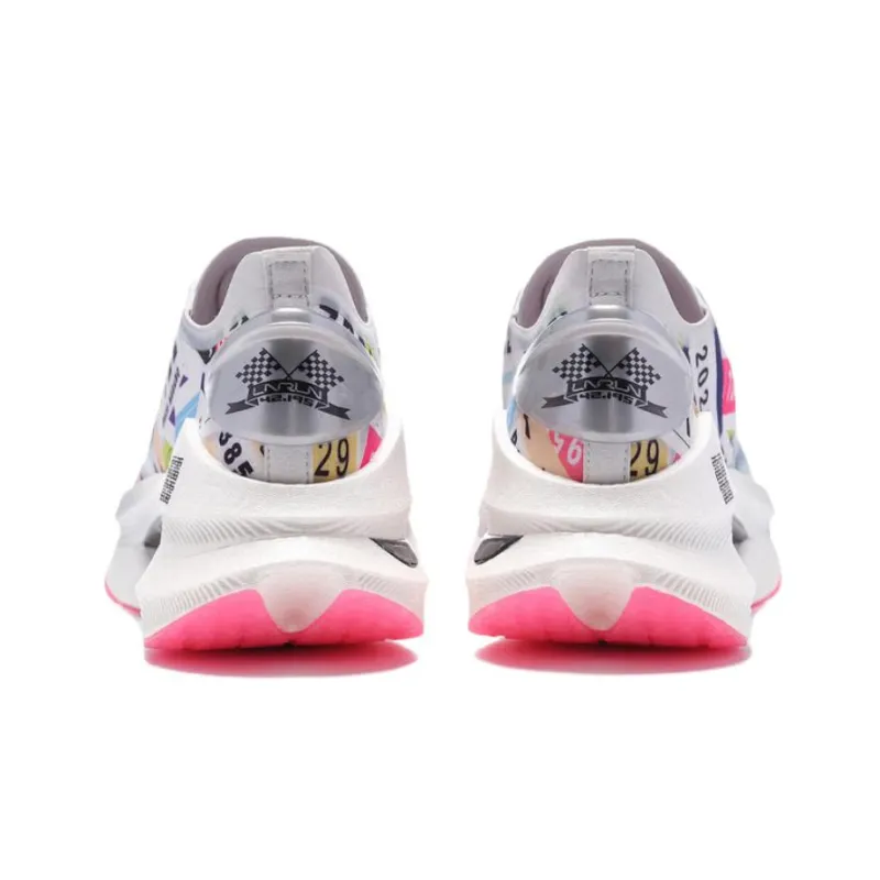 LiNing Jueying Bib Number Shock Absorbers Low Top Bounce Speed Running Shoes Women's Pink White-3