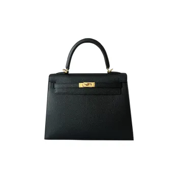HERMES Kelly Epsom Leather Kelly Bag One Shoulder Handbags Women's Noir Black