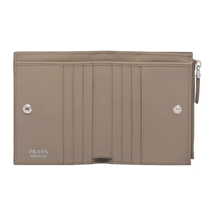 PRADA Leather Wallet Trumpets Women's Gray-3