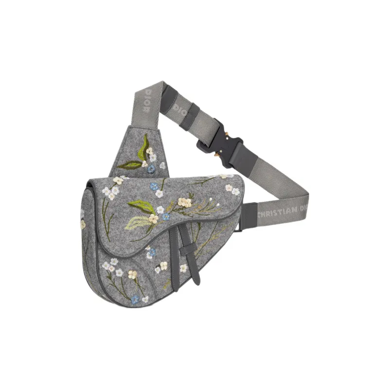 DIOR Wool Felt Saddle Bag Fanny Pack Sling Bag Shoulder Bag Crossbody Bag Men's Dio Gray-1
