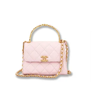 CHANEL 22K Autumn And Winter Lambskin Clutches Handbag Shoulder Bag Crossbody Bag Medium Size Women's Pink
