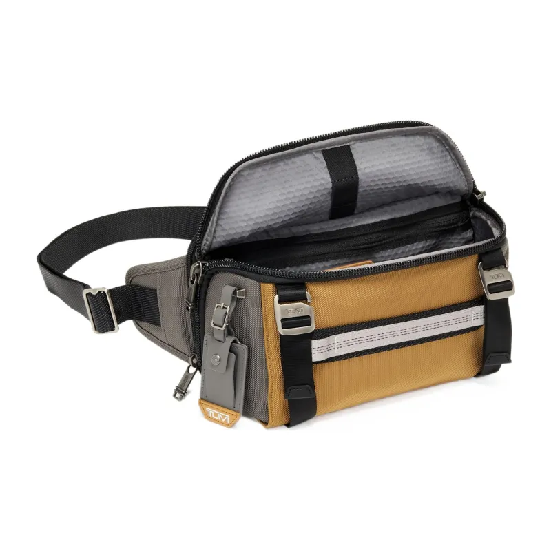 TUMI Alpha Bravo Elastic Nylon Sling Bag Shoulder Bag Men's Gold Brown-1