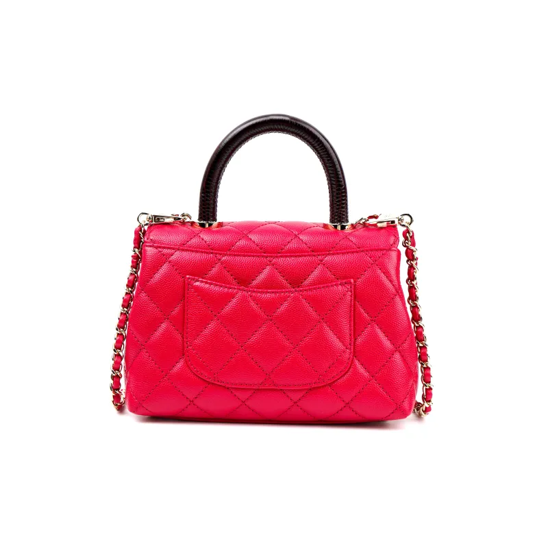 CHANEL Coco Handle Calfskin Shoulder Bag, Crossbody Bag, Handbag Mini Women's Red-2
