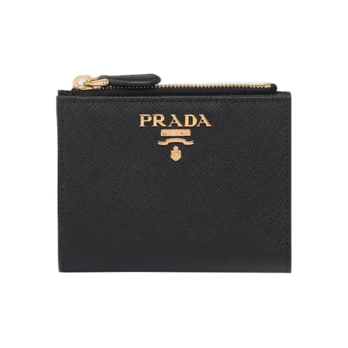 PRADA Saffiano Leather Wallet Small Size Women's Black