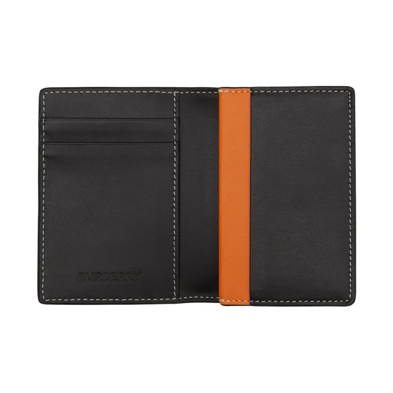 Burberry Leather Card Holder Men's Black/Orange-3