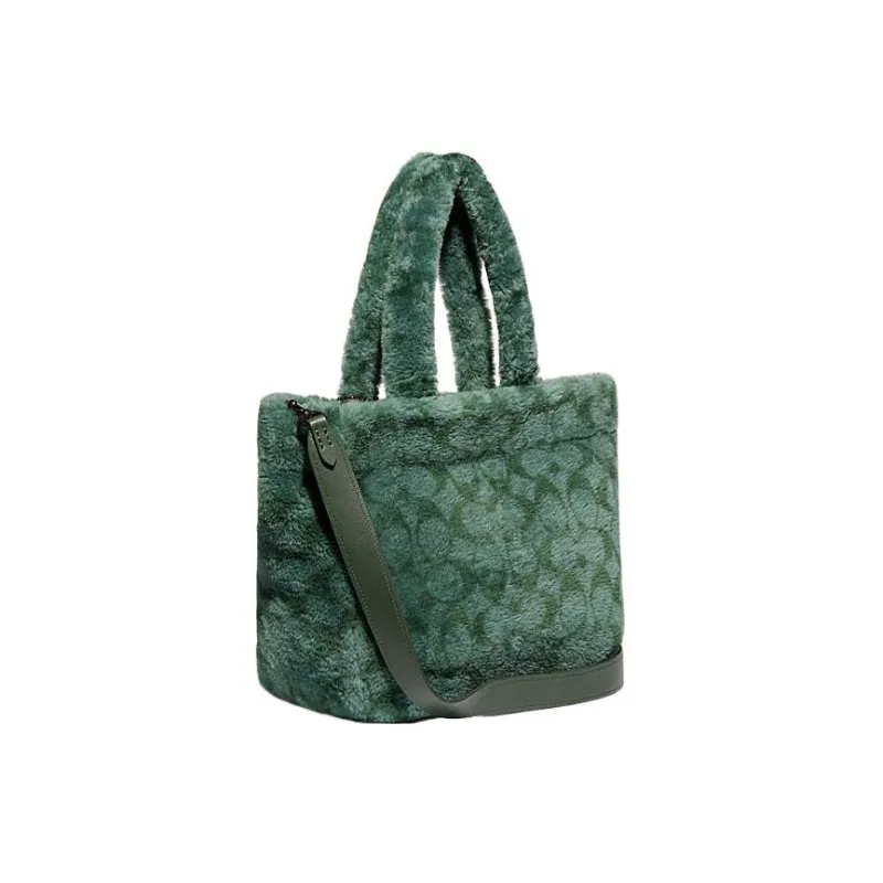 COACH Shearling Tote Bag, Shopping Bag, Handbag, Shoulder Bag, Crossbody Bag Tubas Women's Green-1